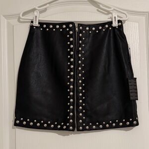 Forever 21 Black Mini Skirt with Silver Studs